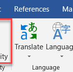 Word's Review tab within the ribbon includes a button to Check Accessibility.